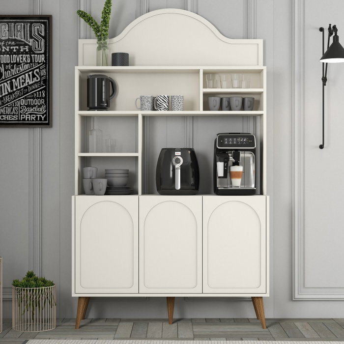 Hanah Home Lyon 120 Mueble Bar para Café - Crema y Nogal Hanah Home Lyon 120 Mueble Bar para Café - Crema y Nogal